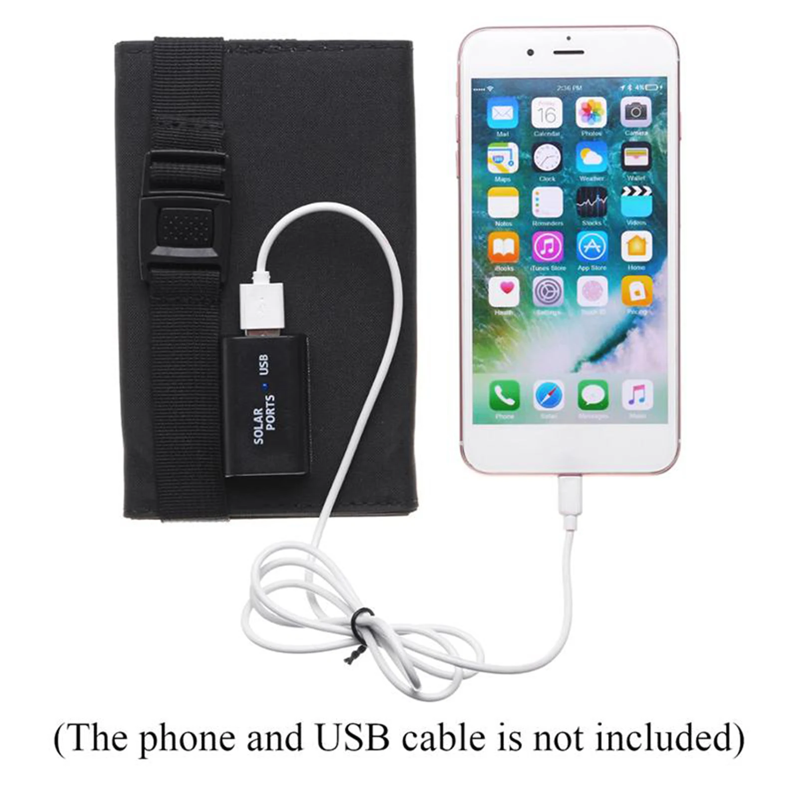 방수 태양 전지 패널, 접이식 USB 태양 전지 패널, 배터리 셀 비상 충전기, 카라비너 포함, 20W, 5V