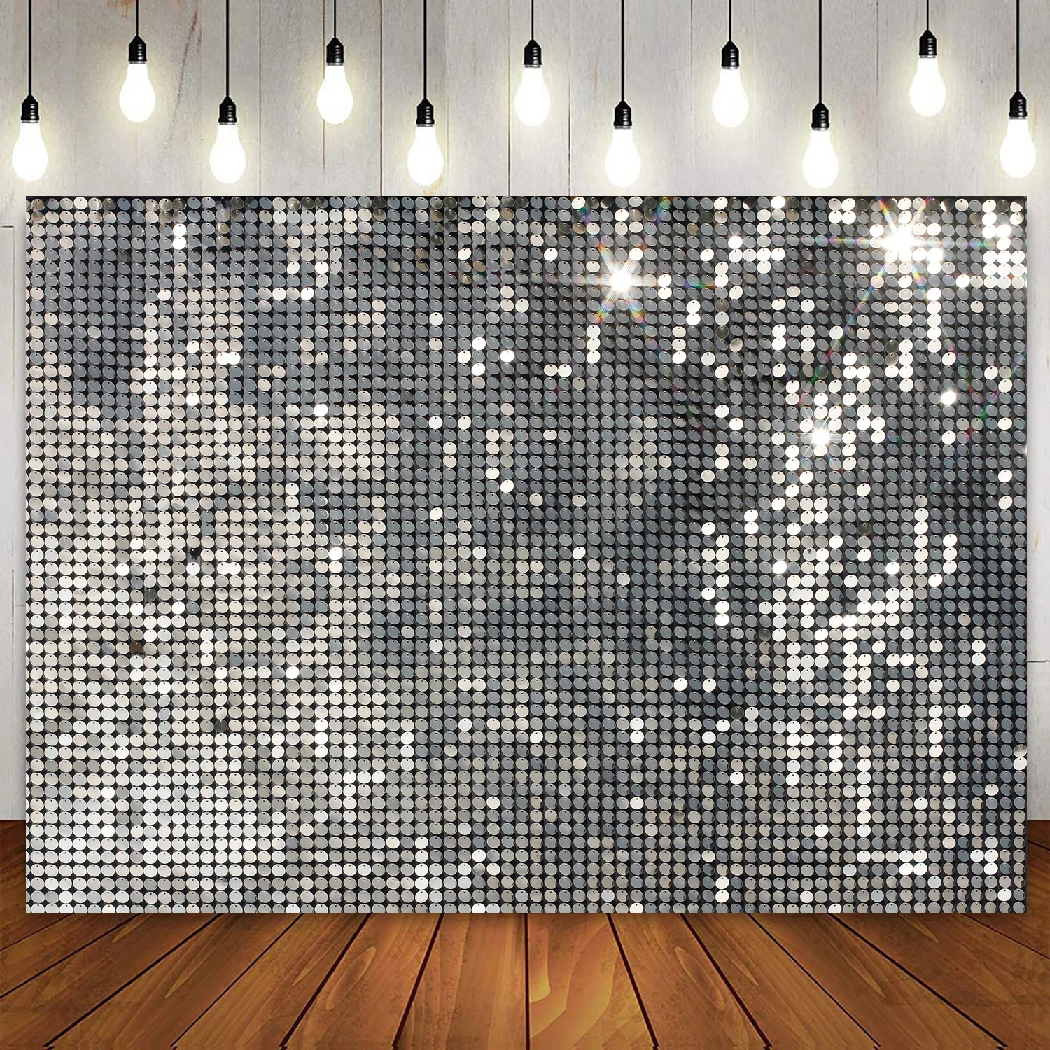 Panneau néon en verre 'Disco' avec paillettes
