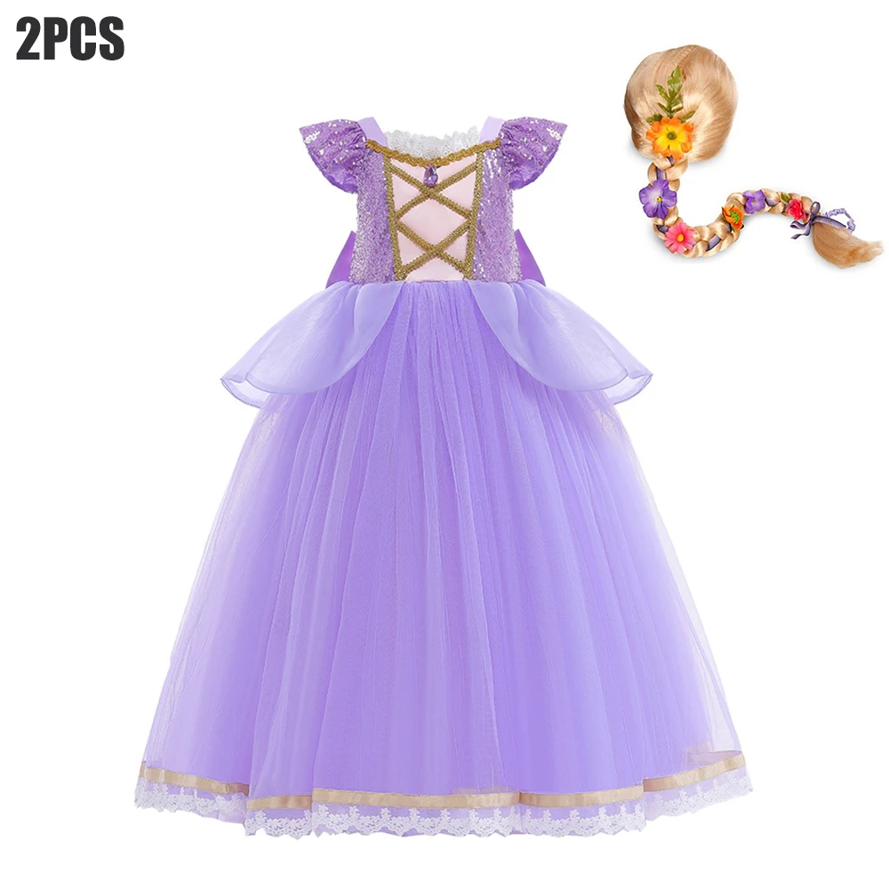 thumbnail image 1 of Vestido de Rapunzel para niña, disfraz de princesa de Disney, vestidos de lujo para fiesta de cumpleaños, disfraz de Halloween, ropa para niños de 2 a 10 años, 1 of 5