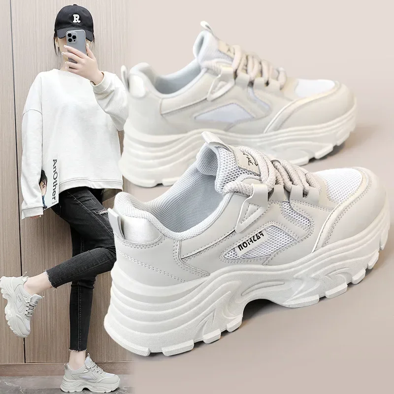 

New 2024 spring and summer Joker Daddy shoes casual net shoes breathable increase platform women's shoes sports tide.