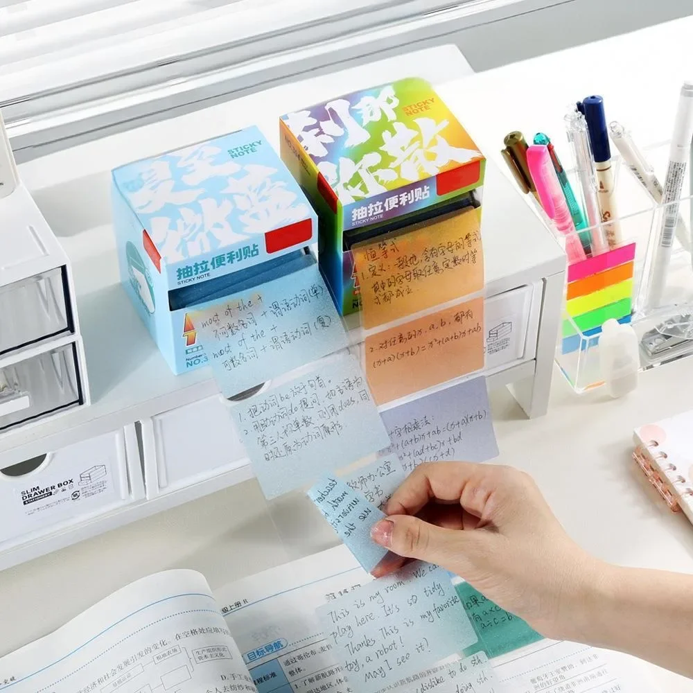 126 Sheets Color Matte Sticky Notes Pads Stationery Paper Stickers Posted It Memo Notepad Notebook Pull-out Message Sticker 5