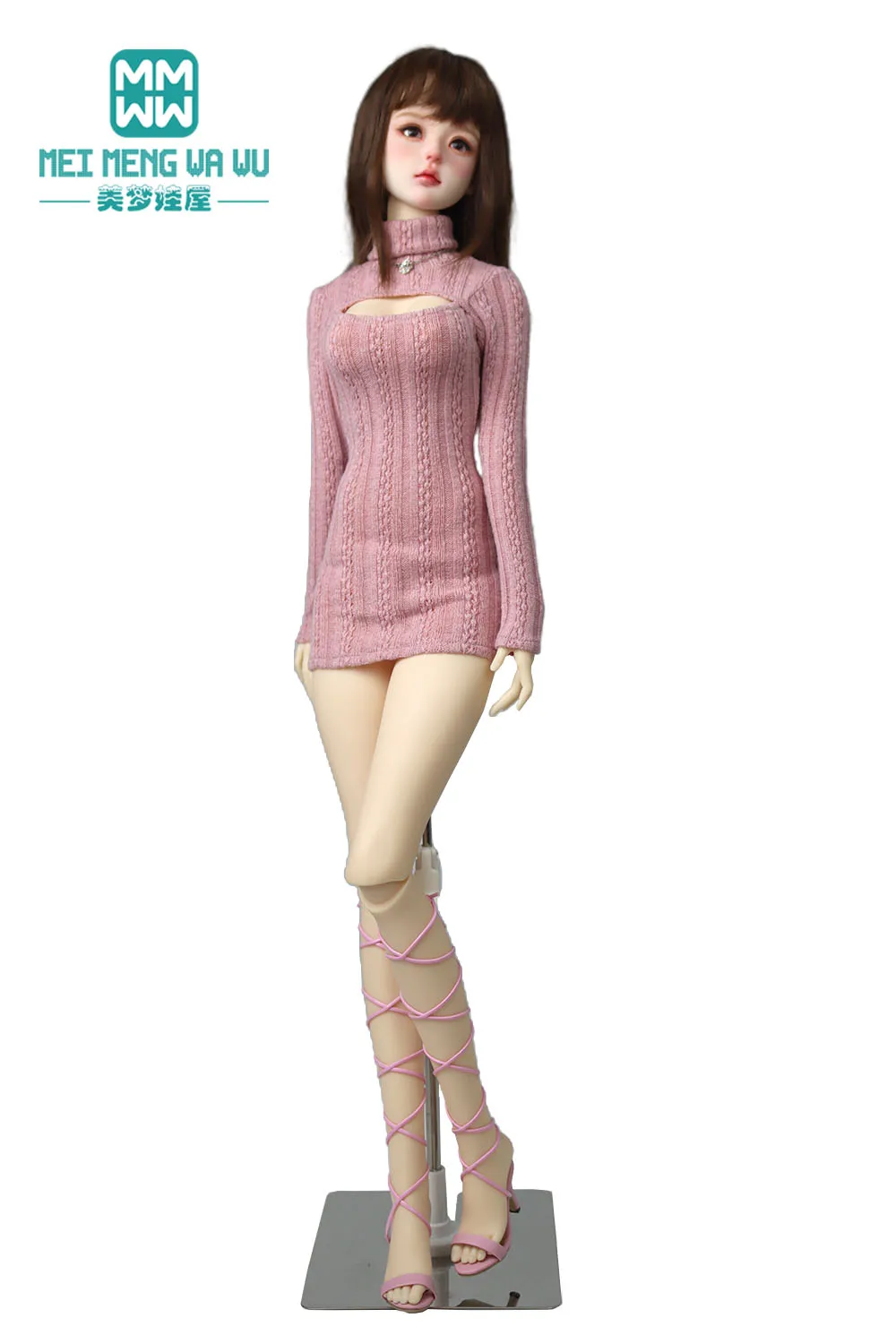 BJD Puppenkleidung für 1/4 1/3 MSD SD DD Spielzeug Gelenkpuppen Mode Twist Rollkragenpullover Kleid Mädchen Geschenk – Detail 18