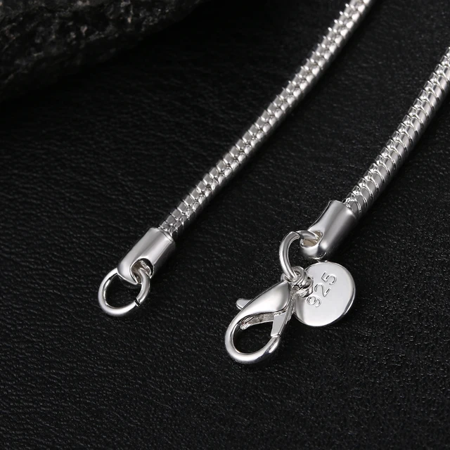 925 Sterling Silver Snake Chain Necklace 1/2/3mm Pure Silver Jewelry for Fashion Accessories