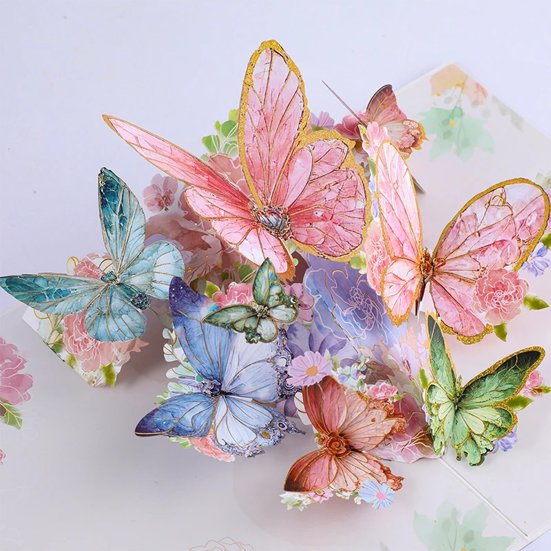 3D Butterfly Pop Up Greeting Cards Postcard For Valentine's Day, Mother, Anniversary, Wedding Invitation Greeting, Birthday Gift