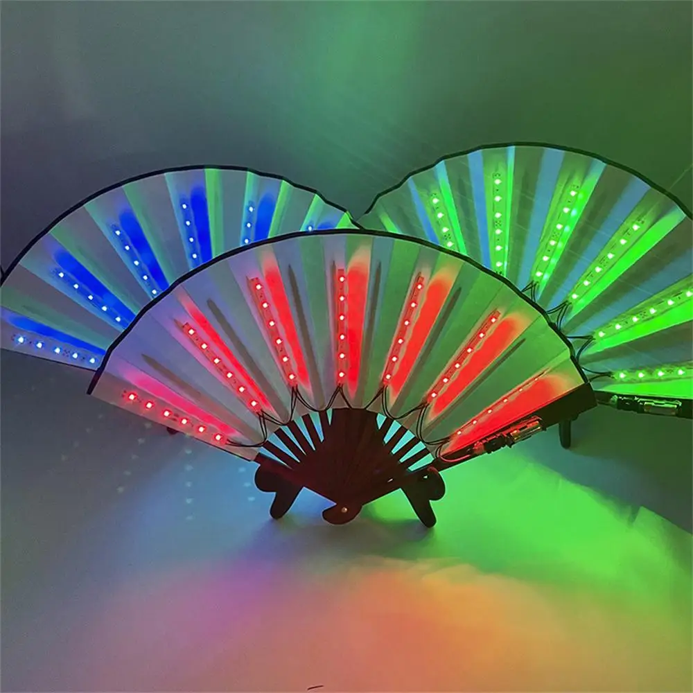 Description Picture 2 of item1/2/3PCS Carnival Rave Party Lighting Supplies 8inches Fan Colorful Change Rechargeable LED Fan Glowing For Music Disco Party
