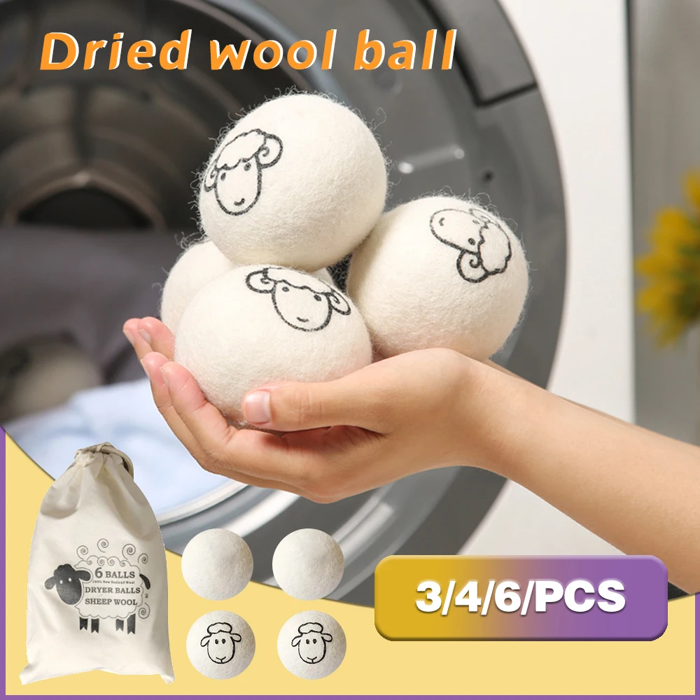 3/4/6PCS Hot Wool Dryer Balls Reusable Clothes Ball 7cm Drying Washing