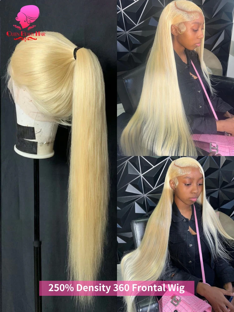 Lace Front Wig 38 Inches 250 Density 360 Straight Lace Frontal Wig 13x4 13x6 Blonde 613 Front Human Hair Wig for Women
