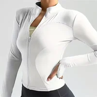 Fashion Zipper Sports Jacket Women's Long Sleeve Running Fitness Tight Top Solid Yoga Quick Drying Coat Casual Simple Clothing - Image 4