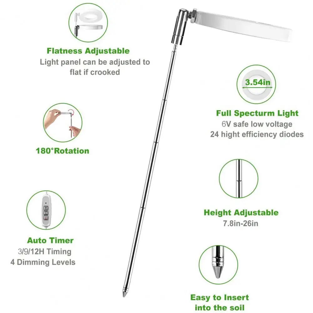 

Led Plant Light Telescopic Grow Light Full Spectrum Desk Growth Lamp for Indoor Plants Adjustable Timer Dimmable Blue for Plants