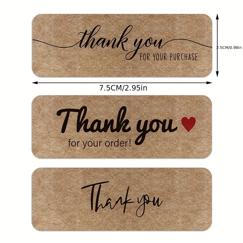 Kraft Paper Thank You Stickers for Gift Packaging and Business Labels - 120pcs Roll