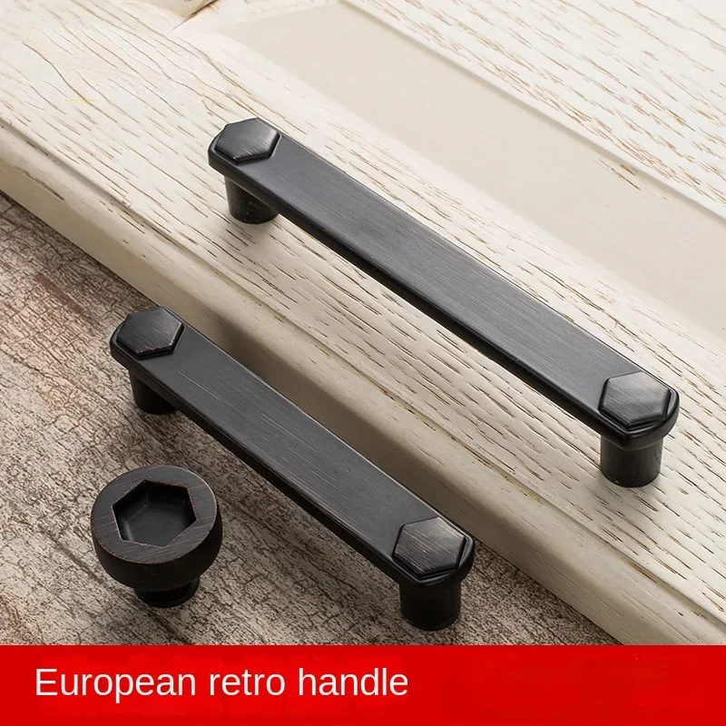 Vintage Zinc Alloy Black/Coffee Door Handles for Kitchen Cabinet Wardrobe Kitchen Bathroom Knob Furniture Handle