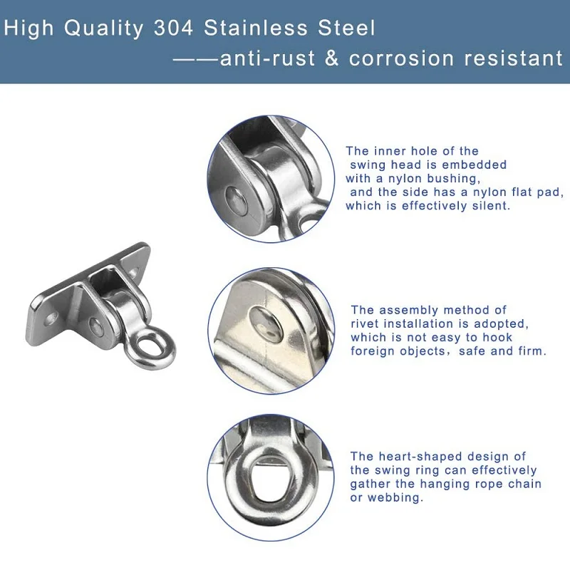304 Stainless Steel Heavy Duty Swing Hangers 1Sets hammock mount for Wooden Sets Playground Porch Indoor Outdoor & Hanging Snap Hooks