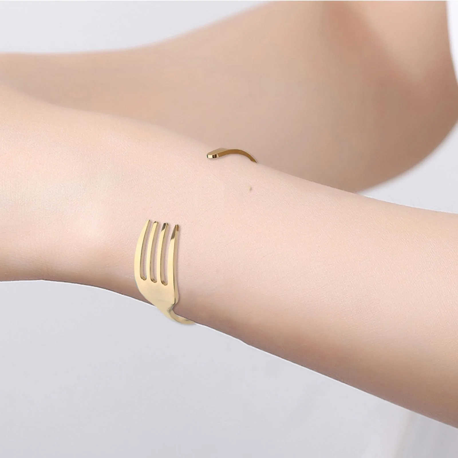 Creative Stainless Steel Fork Bracelet Gift Couple C Type Open Bracelet Watch Altimeter Cheap Things With