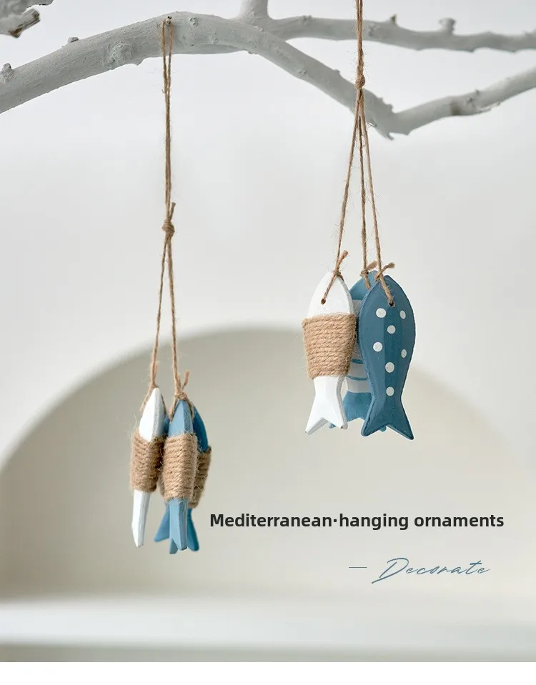 Neuer Holzfisch-Anhänger mit Schnur! Perfekt als Hintergrund für Fischernetze im Ozeanstil, Vorhangdekoration, Wandkunst im Kindergarten, niedlich und lebendig. – Detail 1