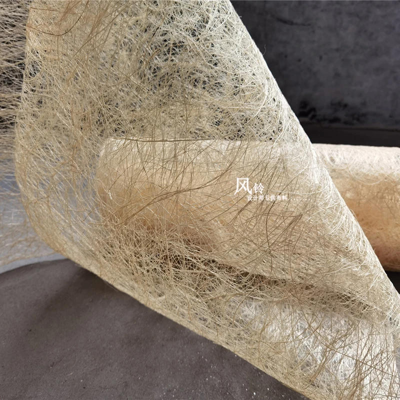 European and American Solid Color Withered Yellow Rattan Weaving Network Fashion Clothing Designer Creative Fabric Cloth