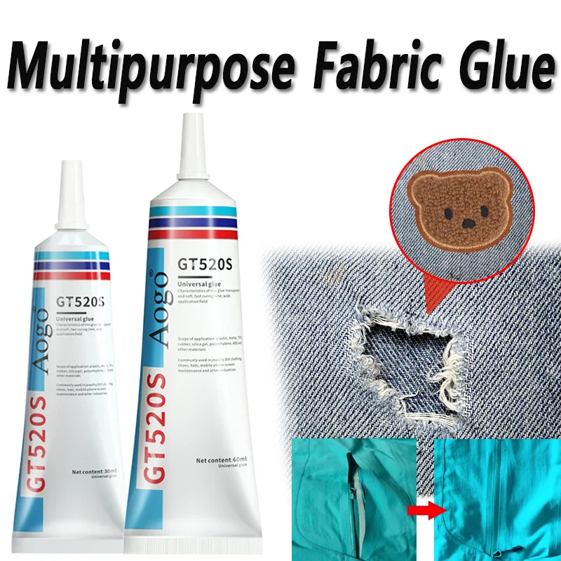 Colla Forte Per Tessuti 60 Ml, Extra Forte Per Pelle, Tappezzeria, Orli E Toppe, Impermeabile E Trasparente, Con Ugello Di Precisione