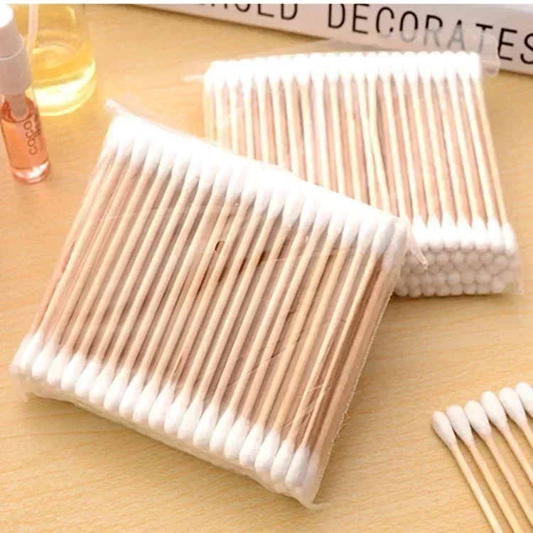 100Pcs Double Head Cotton Bamboo Sticks Cotton Swab Swab Disposable Buds Cotton For Beauty Makeup Nose Ears Cleaning