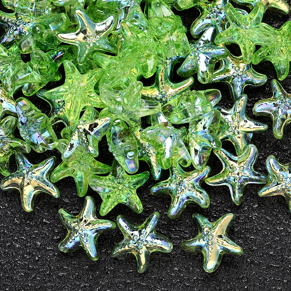 20 Stück 15 mm Seestern-Abstandsperlen aus Glas, AB-Farbe, handgefertigtes Perlenzubehör für die Herstellung von Armbändern, Halsketten, DIY-Schmuckzubehör – Detail 4