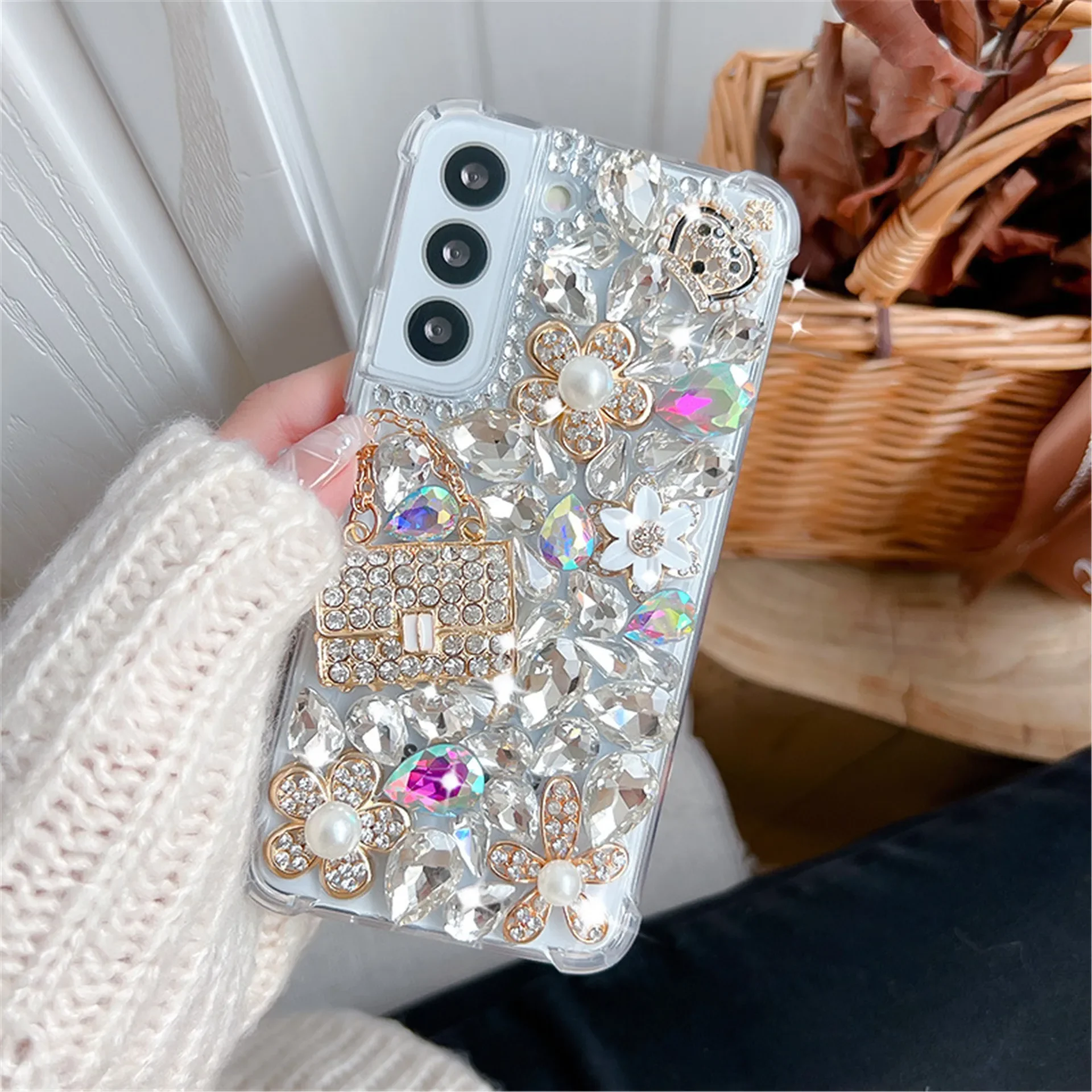 Phone Case Luxury Rhinestone Phone Case for Samsung Galaxy Bling Diamond Cover S22 S23 Ultra S21 S24 FE Note 20 10 Plus S10