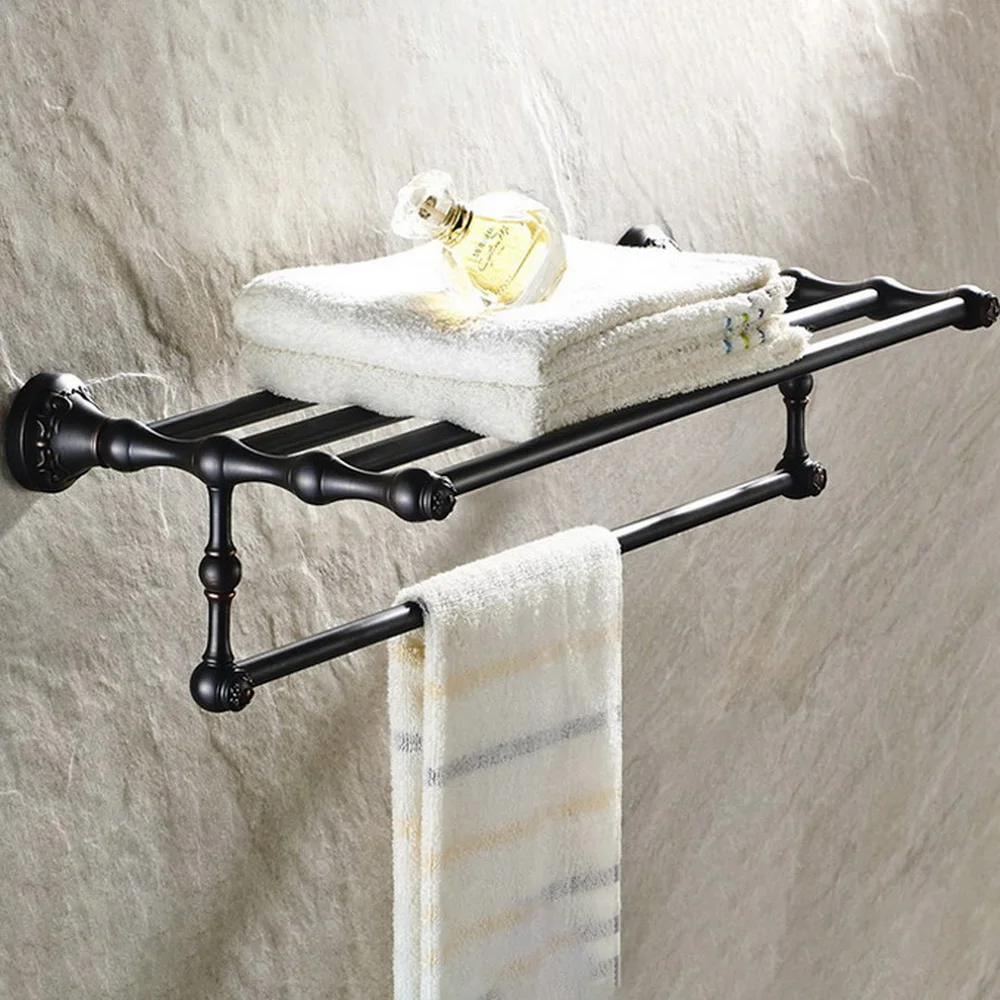 Bathroom Copper Towel Bar Oil Rubbed Bronze Towel Holder Towel Rack Shelf Holder Brief Fixed Bathroom Accessory zba445