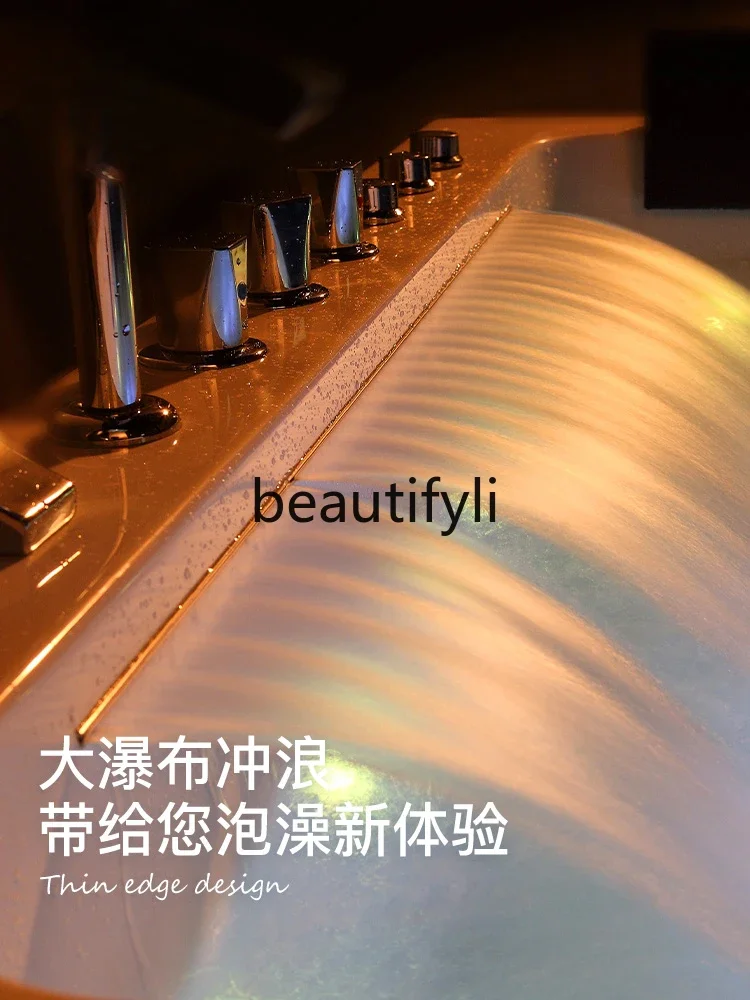 Bathroom water curtain waterfall surf massage acrylic bathtub constant temperature heating 1.7 meters 209 bathtub