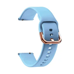 Rose Gold Buckle Silicone Wristband - 18mm Strap Bracelet for 18mm Universal (LIGHT BLUE)