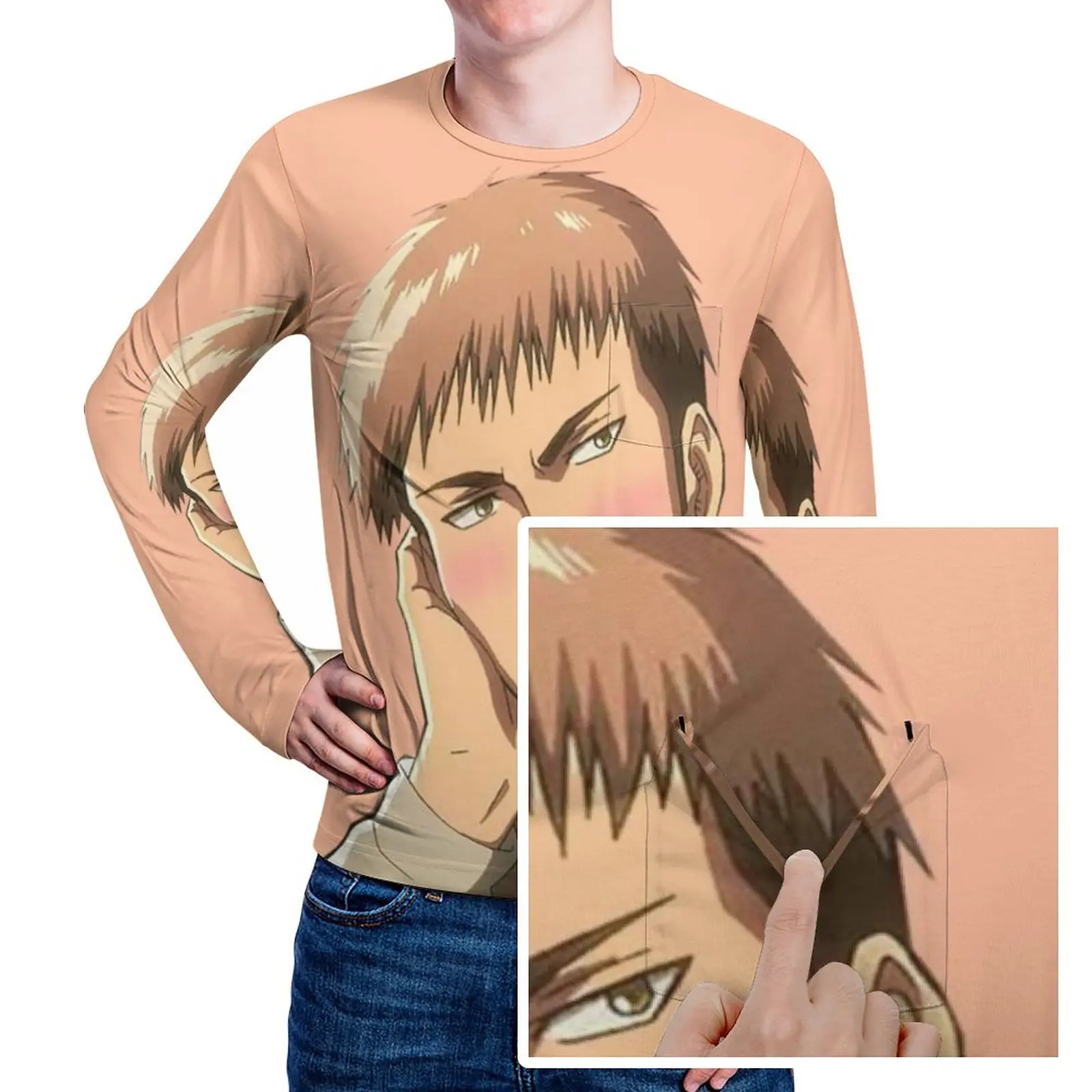 

Футболка джинсовая Kirstein с карманами «атака на Титанов», тенниска из аниме «Борьба за свободу» в стиле Харадзюку, футболка с длинным рукавом