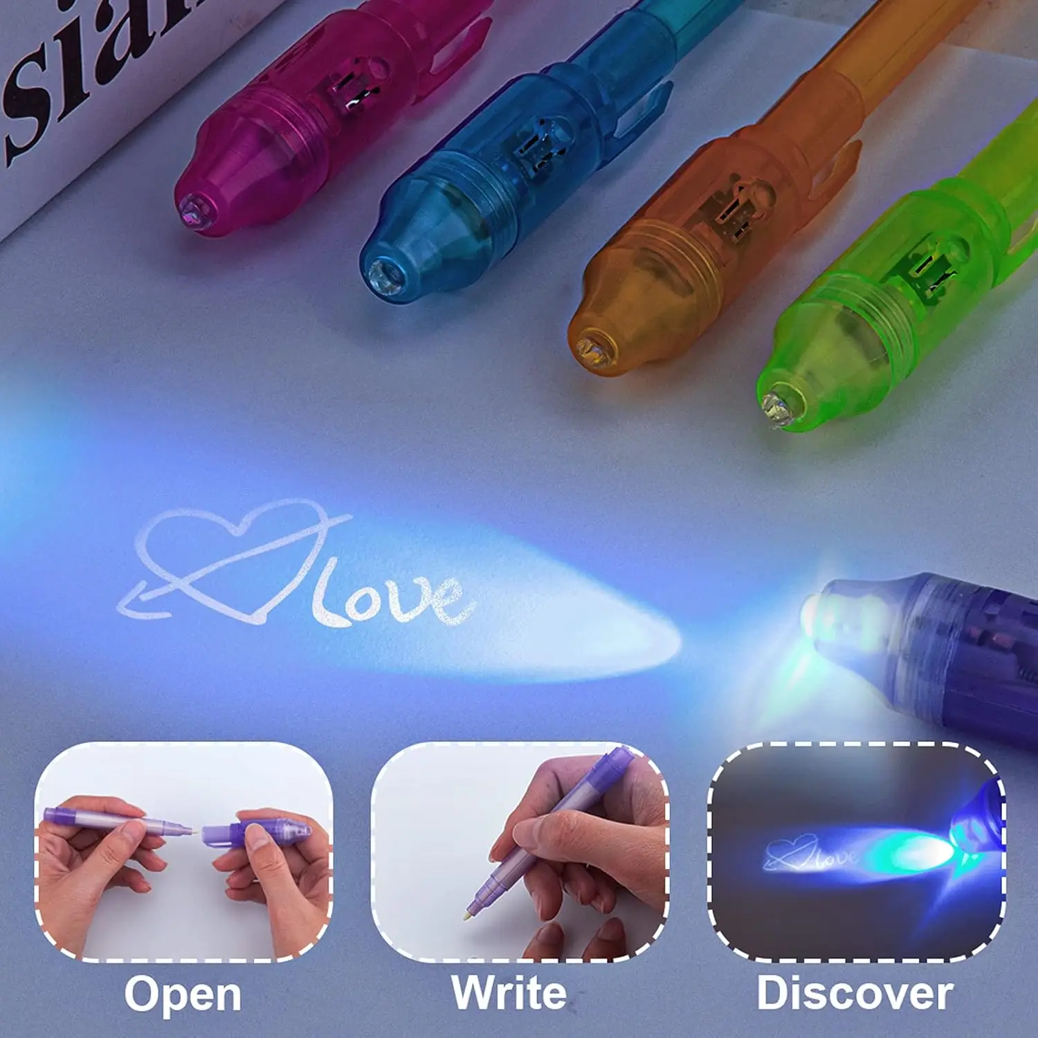 Invisible Spy Ink Pen 5 PCS, With UV Pen Light, Party Favors for Kids 8-12, Stocking Stuffers for Christmas, provide Thanksgivin