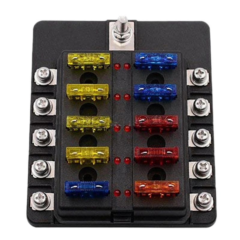 Coperchio Portafusibili Light-Fuse Boat Trike Marine 12V Con Indicatore Led Per Auto A 10 Vie