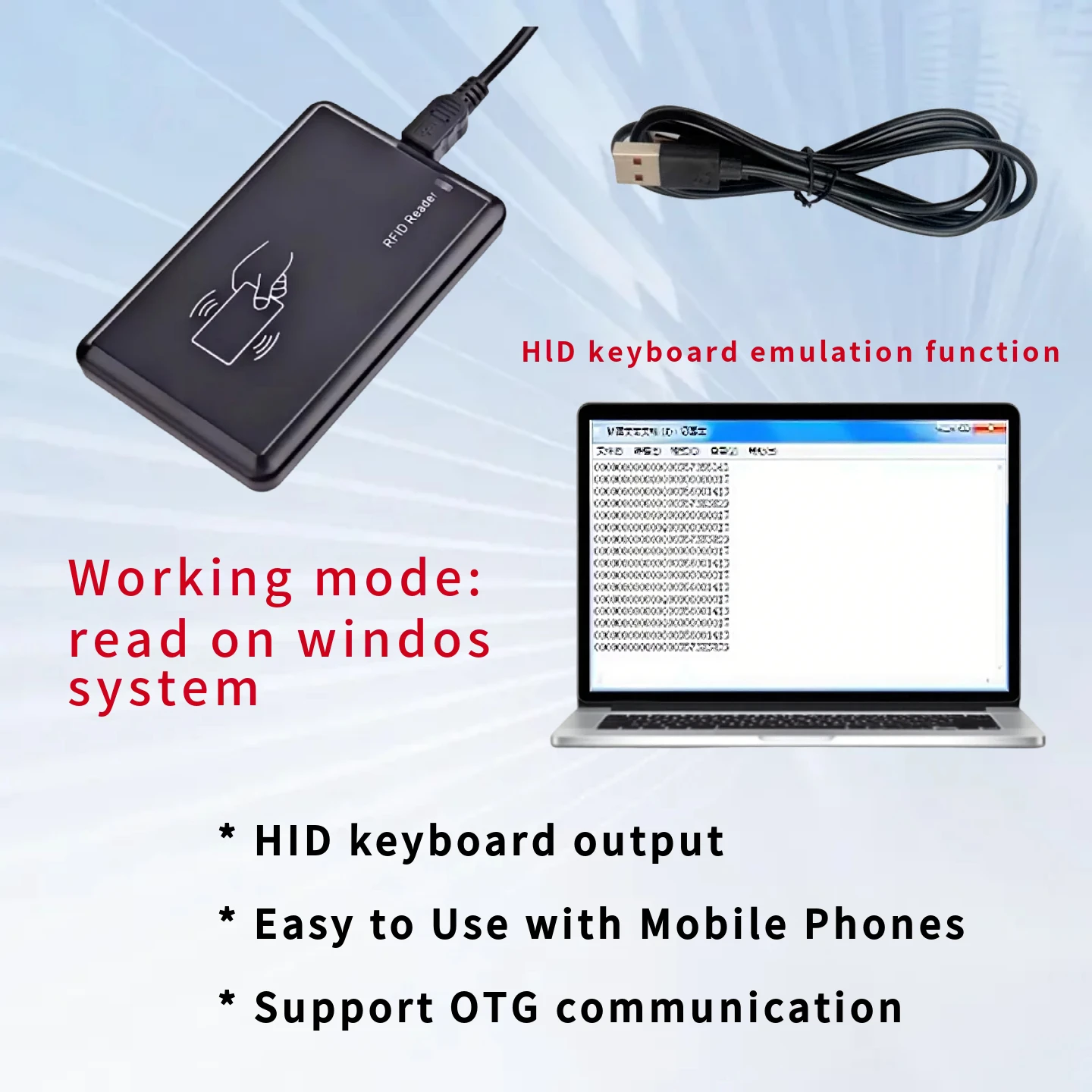 Portable UHF RFID Reader Writer - 860 - 960MHz Plug & Play USB Scanner ...