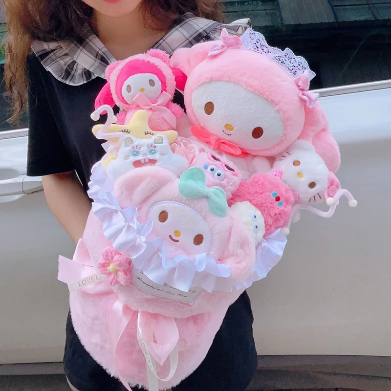 

Sanrio Stuffed Plush Doll Bouquet Cute Gifts For Gift Kawaii Kuromi Cinnamoroll My Melody Plushies Large Bouquet Birthday Gifts