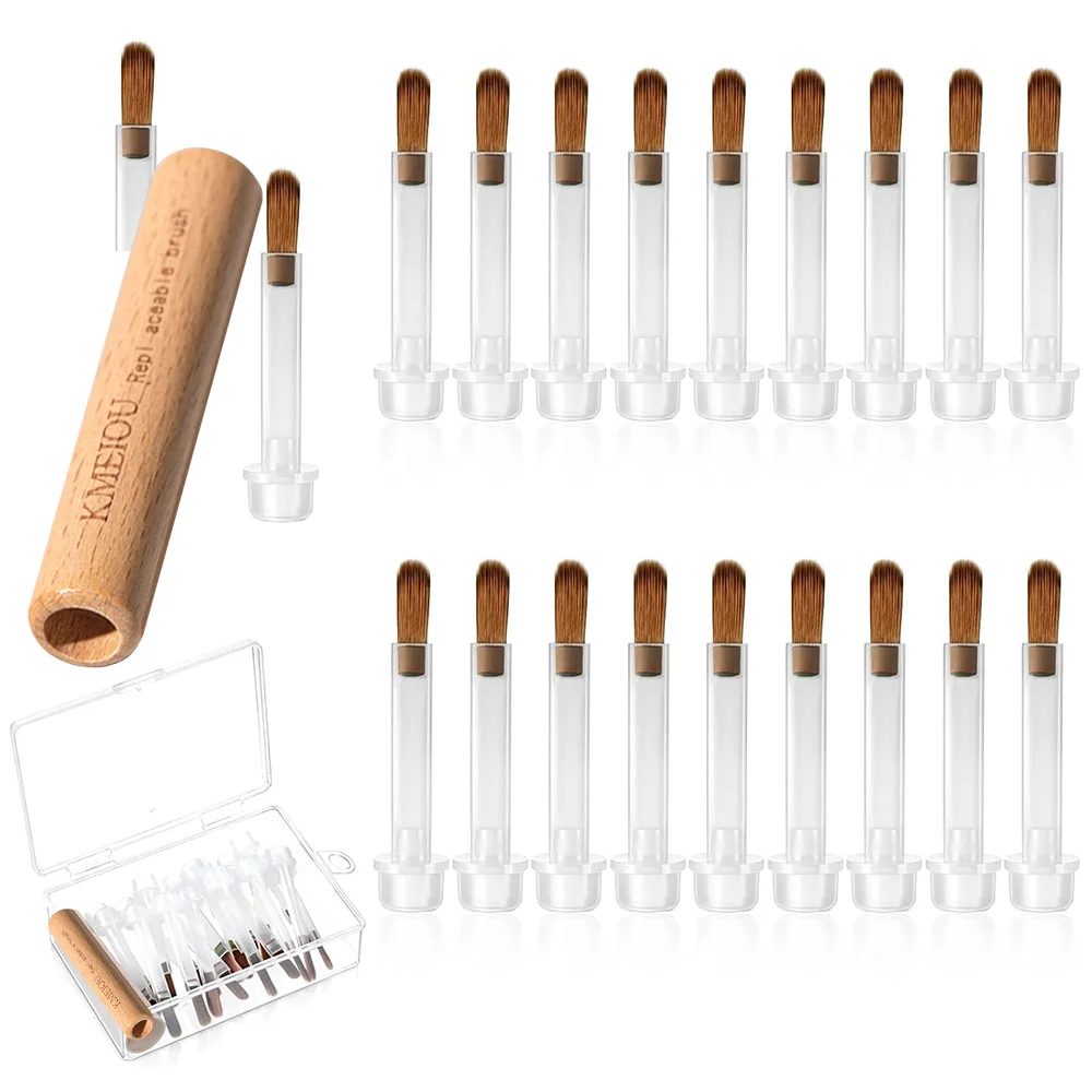 20-Pack Disposable Nail Polish Brushes with Wood Handles and Storage Box