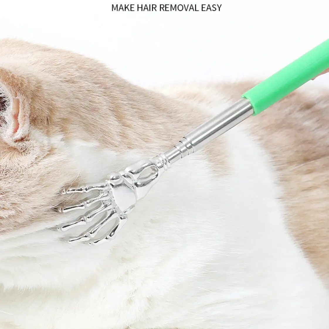 200pcs Bear Claw Type Stainless Steel Back Scratcher With Cushion Stretch Grip Handle Extending Extendable Pet Cat Dog Cleaning