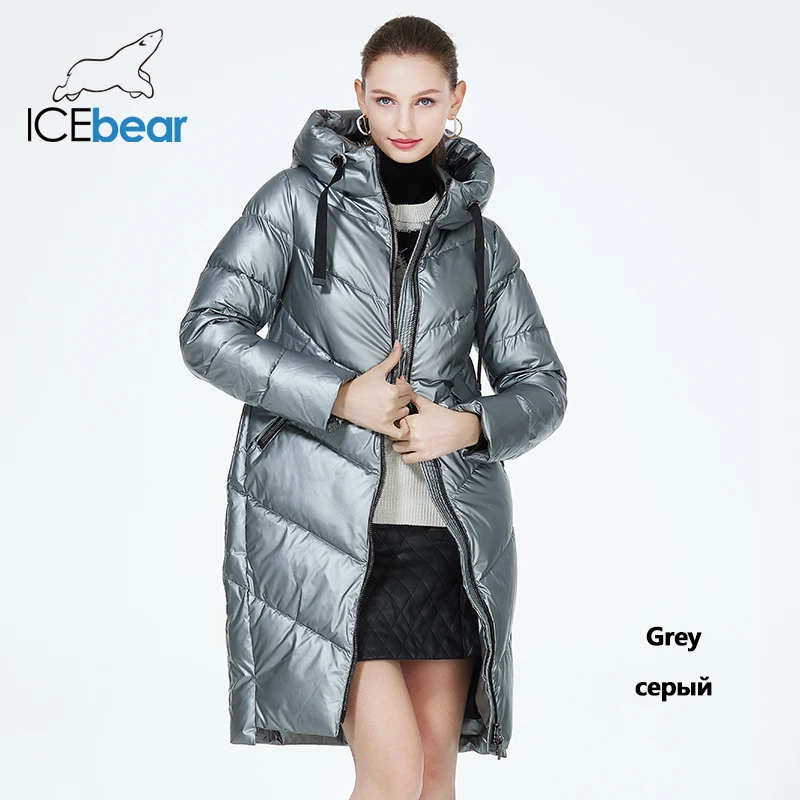 ファッション ICEbear-Mid-length Hooded Jacket for Women, Warm Cotton Coat ジャケット・アウター