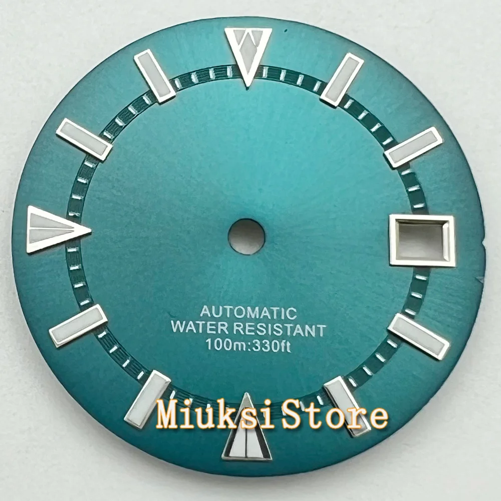 

29mm NH35 Green Luminous Watch Dial With Date Window For NH35A NH36 Fit 3.0 o'clock 3.8 o'clock Automatic Movement Parts