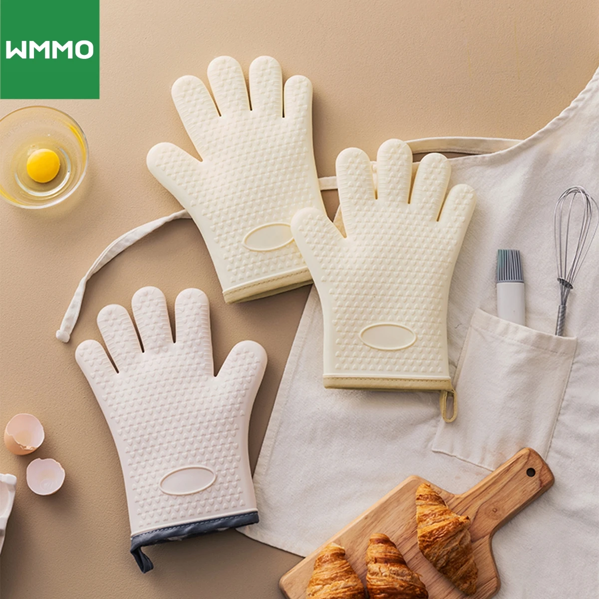 WMMO Anti-scald Oven Gloves Thickened Silicone Insulation Non-slip High Temperature Resistant Kitchen Oven Baking Gloves silicone oven gloves