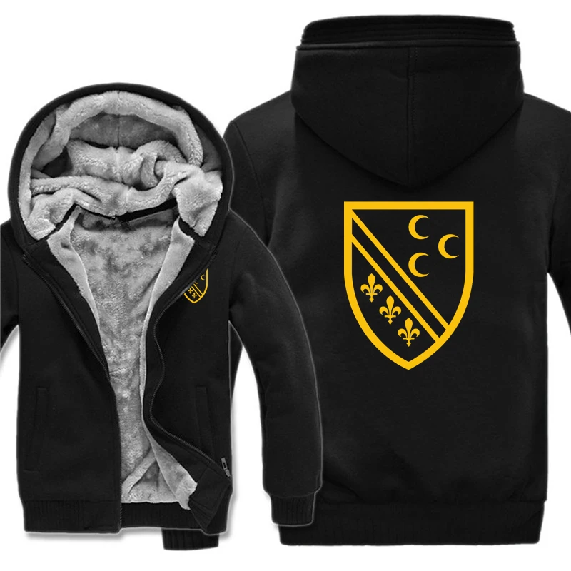 Bosniak National Flag in Sandzak Hoodies Men Cool Winter Thicken Wool Liner Bosnia Sweatshirts Pullover 4