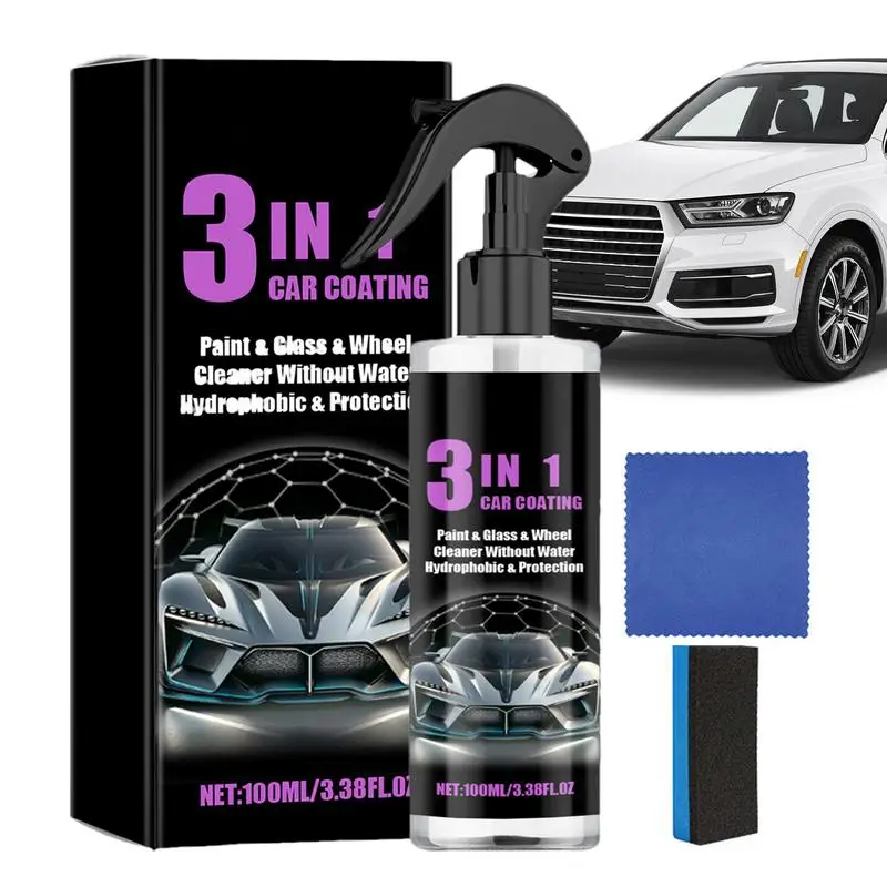 

Спрей для покрытия автомобиля, 100 мл, мягкий керамический спрей для покрытия с губкой и тканью, товары для обслуживания автомобиля, полировальный спрей