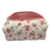 1PC Floral Puffy Quilted Makeup Bag Cosmetic Pouch Flower Strawberry Printed Large Travel Cosmetic Storage Organizer Bag Purse 6