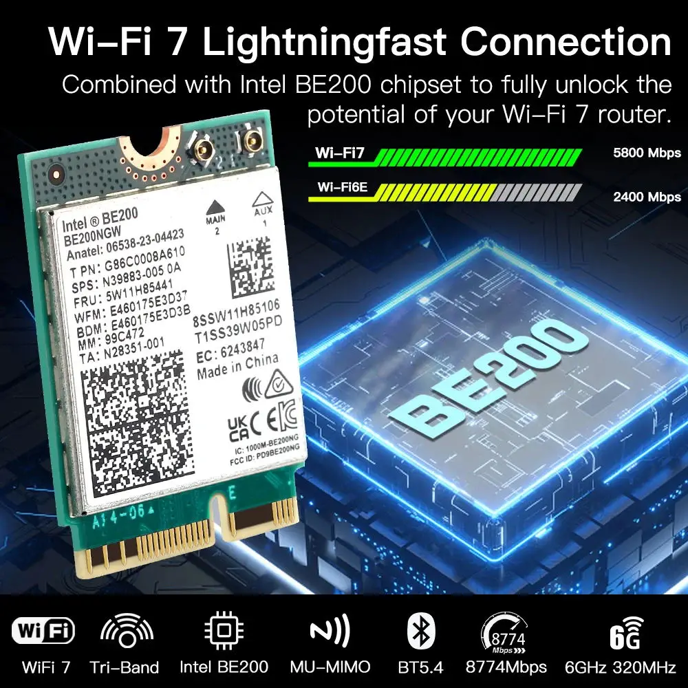 FENVI WiFi 7 BE8800 PCIE Card - Tri-Band 8800Mbps With Bluetooth 5.3
