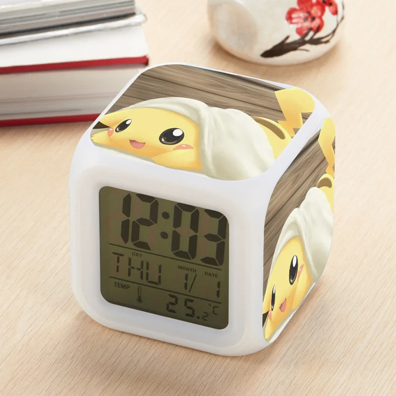 

Pokemon Toys Pikachu LED Glowing Alarm Clock for Children Bedroom Decoration Kids Digital Alarm Clock Desk Decor Christmas Gifts