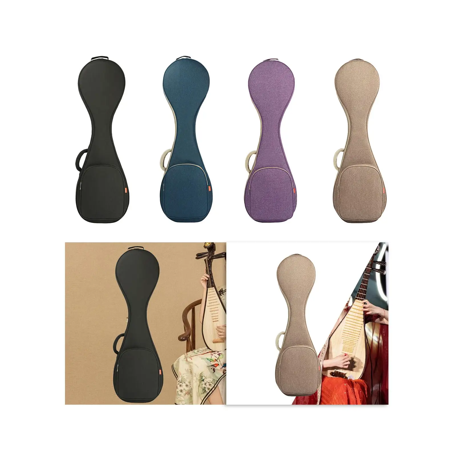 Chinese Lute Instrument Bag Shockproof Thick Oxford Cloth Pipa Carrying Case