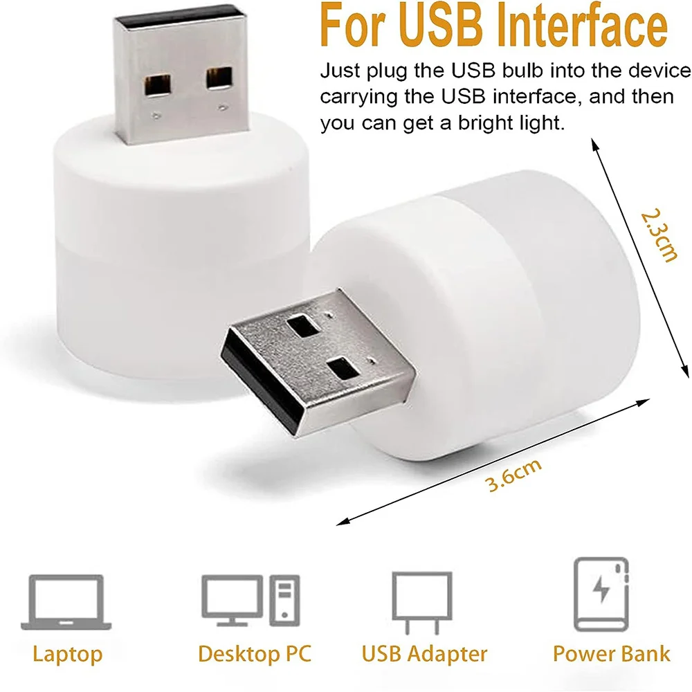 Mini USB Night Light Portable Warm White Eye Protection Book Reading Lamp USB Plug Computer Mobile Power Charging LED Night Lamp