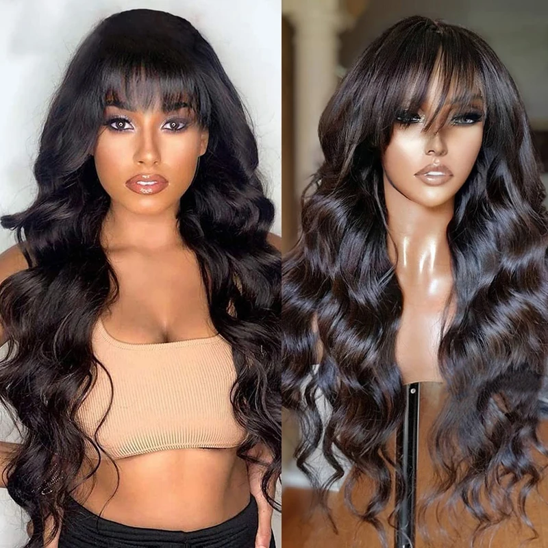 

Body Wave Lace Front Wig Human Hair Wigs With Bangs Glueless 13x4 Lace Frontal Wig Fringe Cheap Brazilian Wigs On Sale Clearance