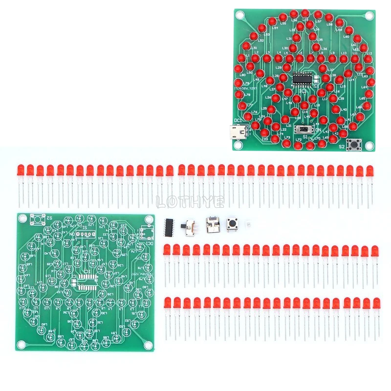 전자 DIY 키트 80 LED 원형 오각형 스타 스피커 분위기 키트 흐르는 물 램프 키트 마이크로컨트롤러 기술 훈련