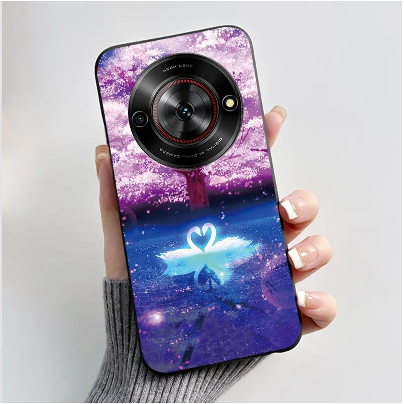 Aesthetic Cute Cat Fashion Shockproof Black Matte Soft TPU Phone Case