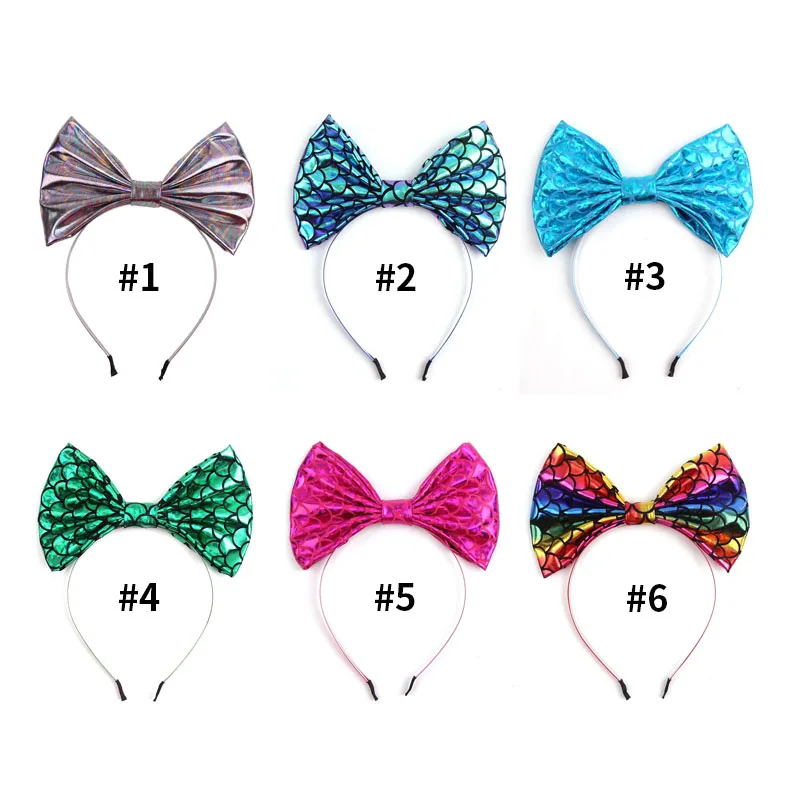 Modisches Meerjungfrauen-Stirnband für Kinder, Sommer, 7'' Metallische Große Schleife, Haarband, Mädchen-Festival-Party DIY Haaraccessoires – Detail 16