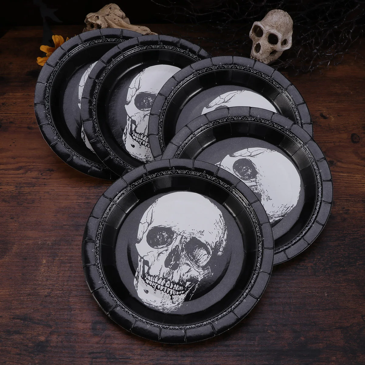 20 Pcs Halloween Party Decor Scary Skull Plate Disposable Cutlery Carnival Supplies Paper Dinner Plates