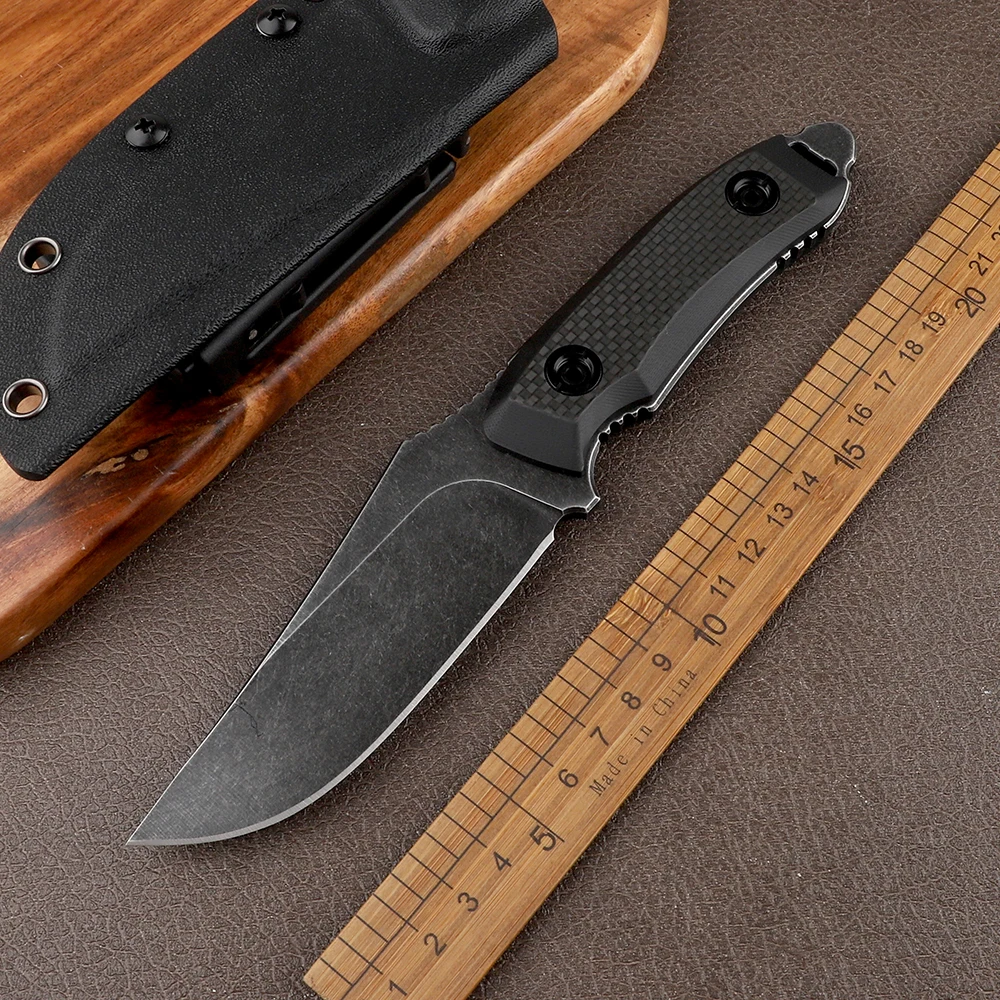 9cr18mov Fixed Blade G10 Carbon Fiber Straight Knife Rescue Outdoor