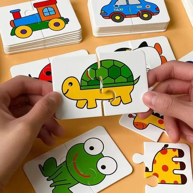 32Pcs Montessori Toddler Card Matching Game Early Education Puzzle Toys Cartoon Jigsaw Toys Color Shape Cognitive Training Gift 1